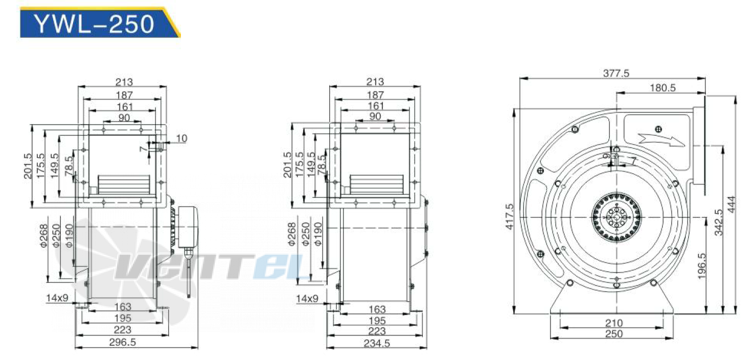 Чертеж HANGDA YWL4E-250