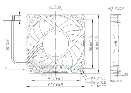 Габаритные размеры Jamicon KF0610-1M постоянного тока DC
