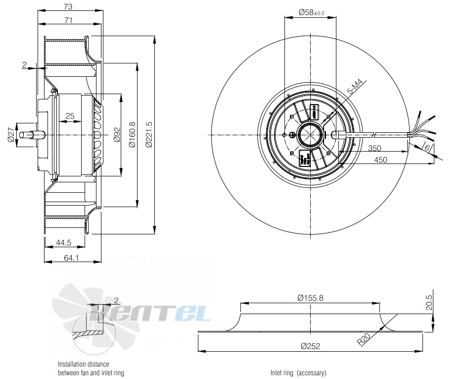 Габаритные размеры Jasonfan C4E-220.44B 220 мм