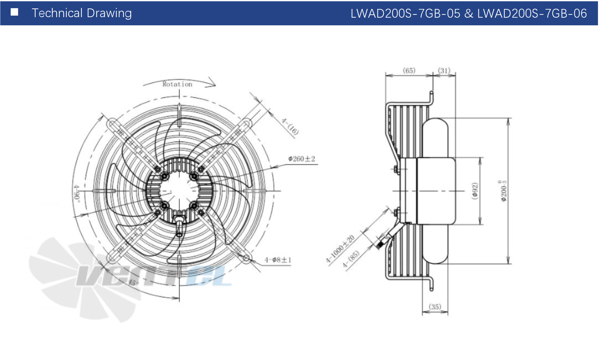 Размеры Longwell LWAD200T-7GB-06