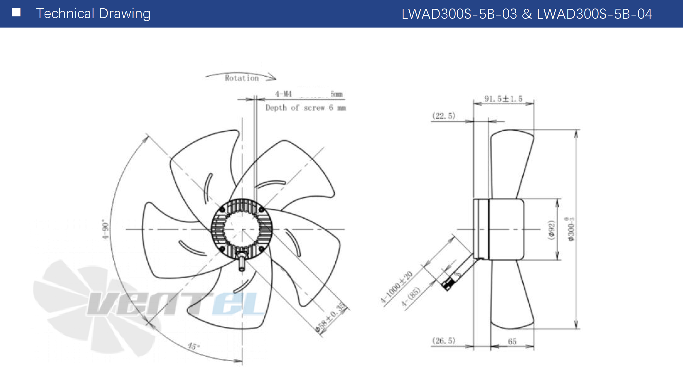 Размеры Longwell LWAD300T-5B-04