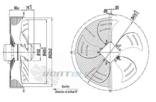 Размеры Longwell LWAA4D400S-5DM-12