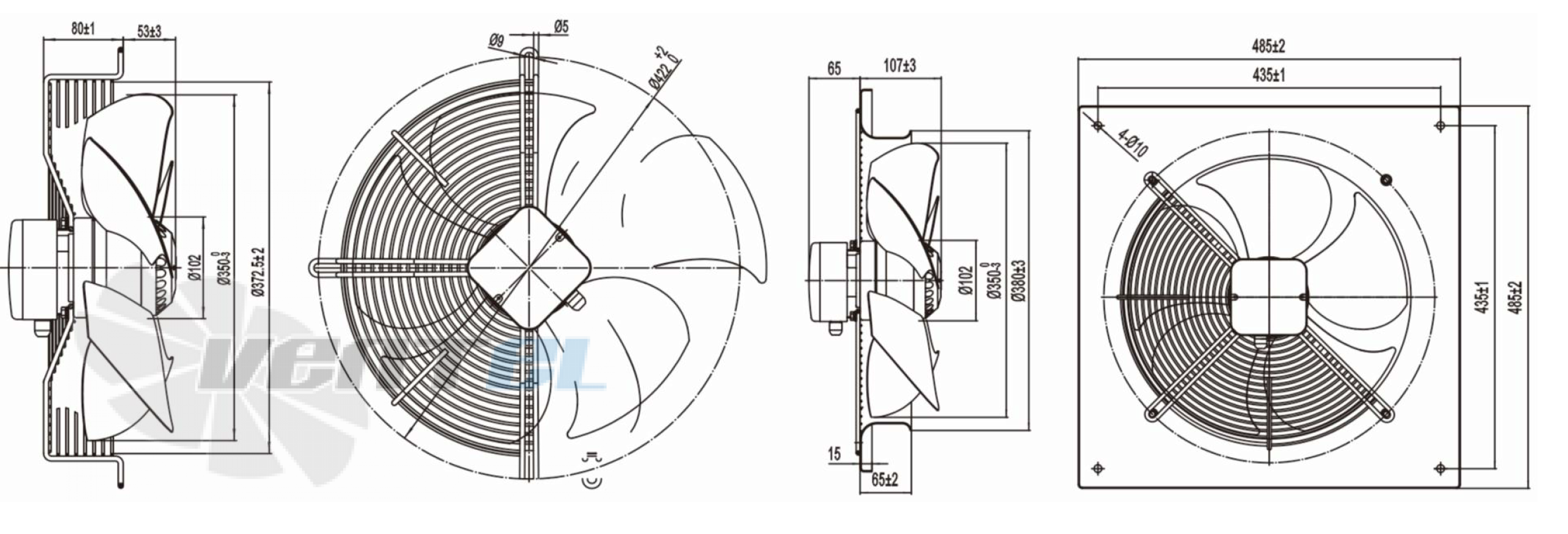Размеры Longwell LWAA4D350S-5PB-02