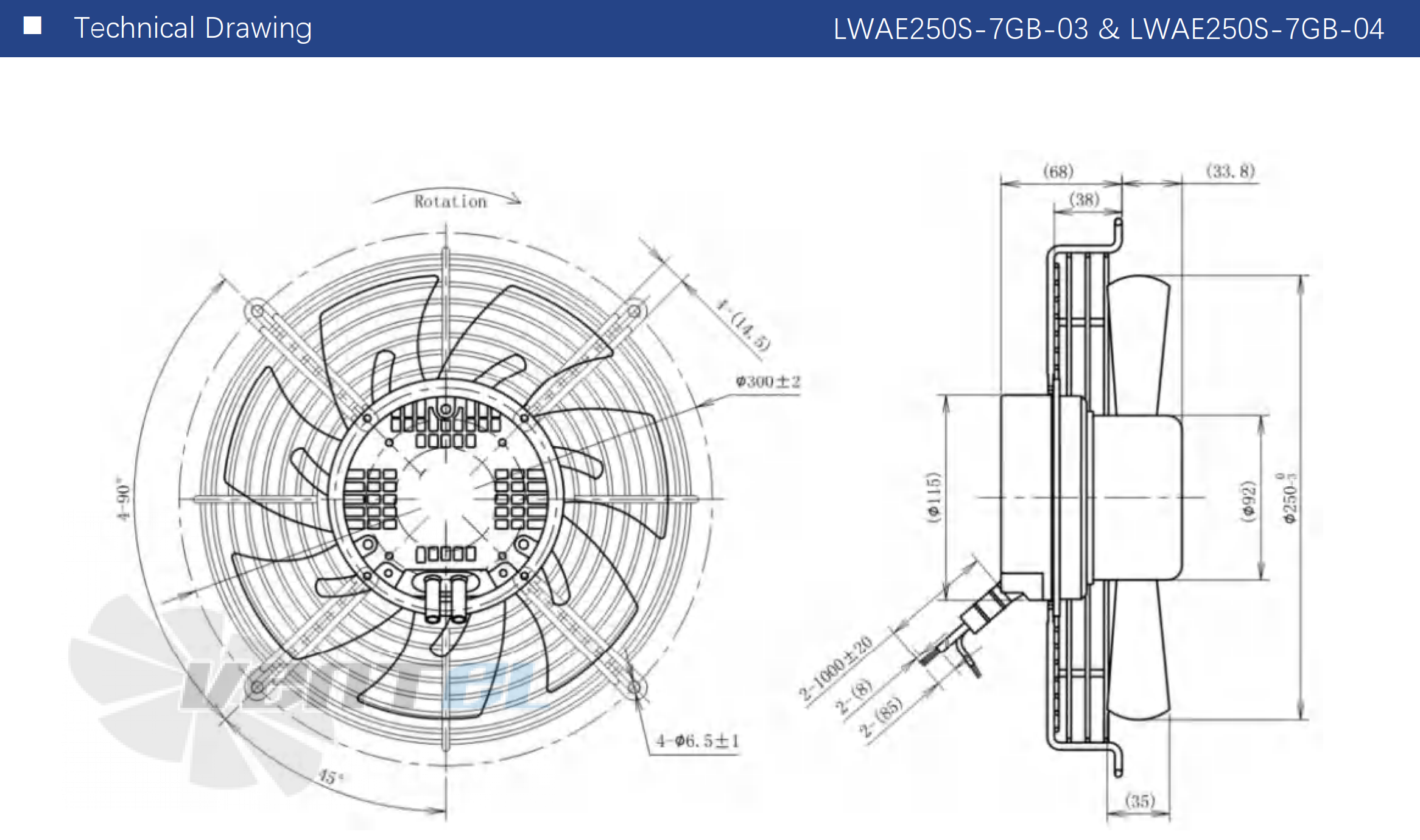 Размеры Longwell LWAE250S-7GB-03