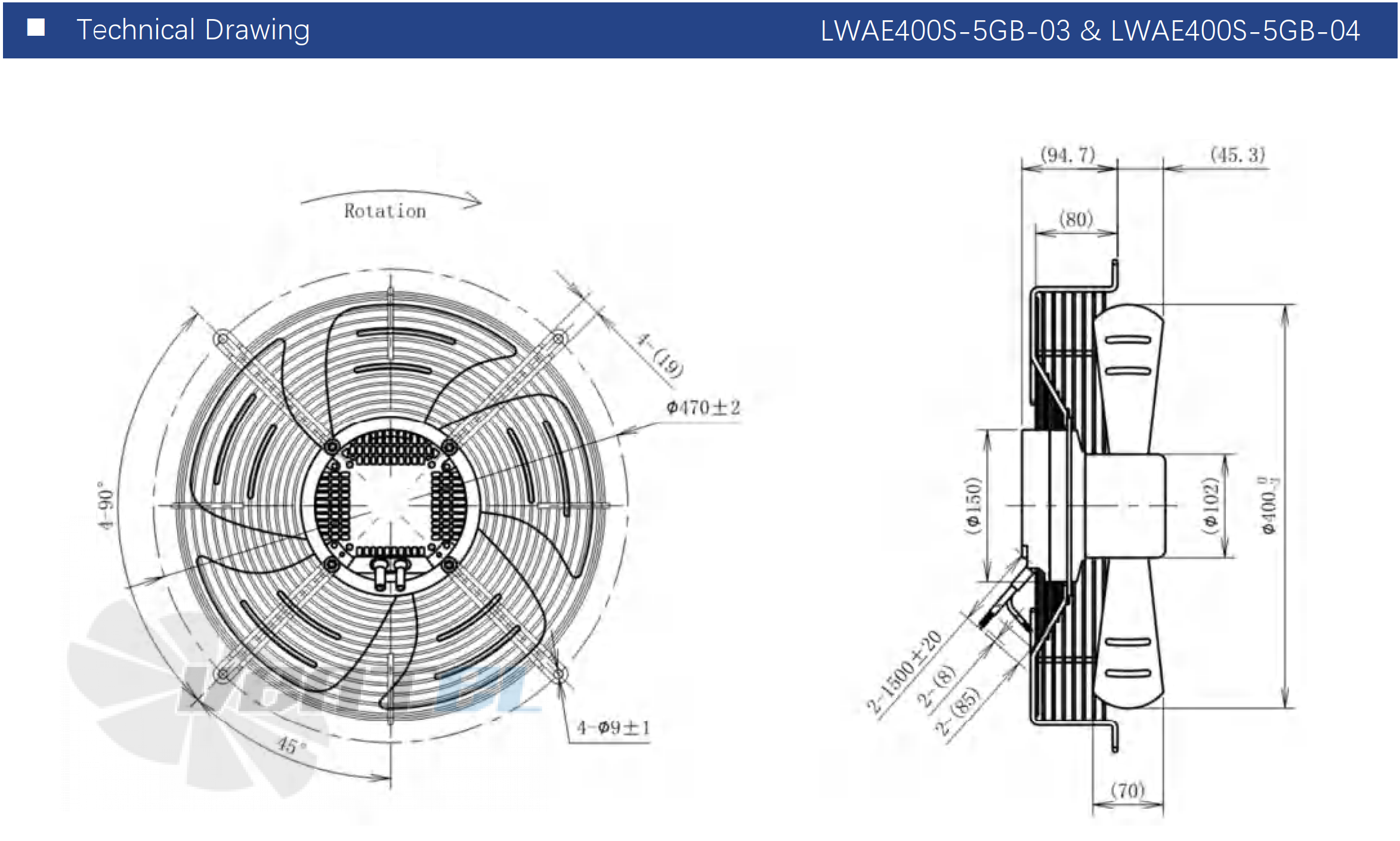 Размеры Longwell LWAE400S-5GB-03