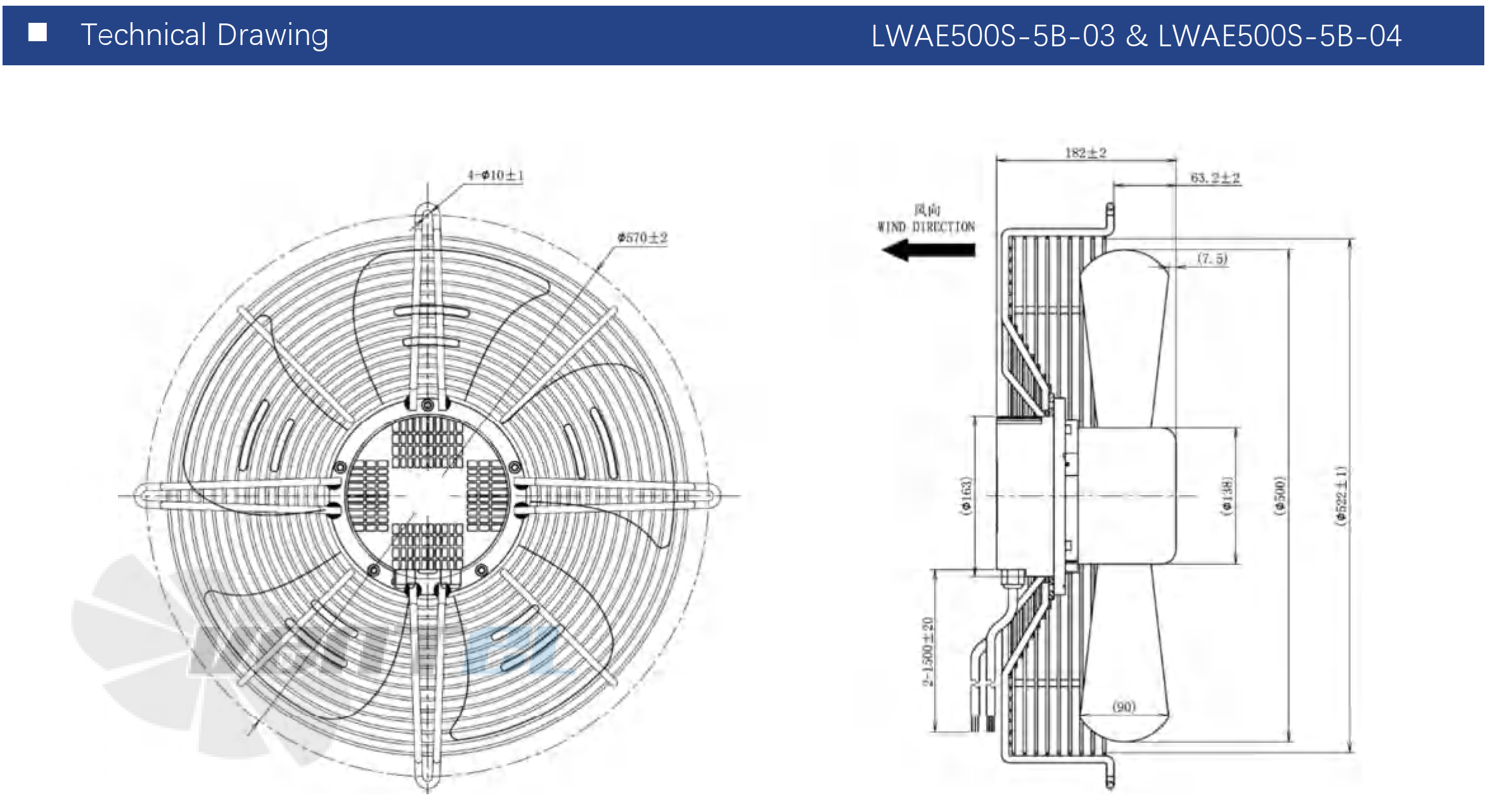 Размеры Longwell LWAE500S-5B-01