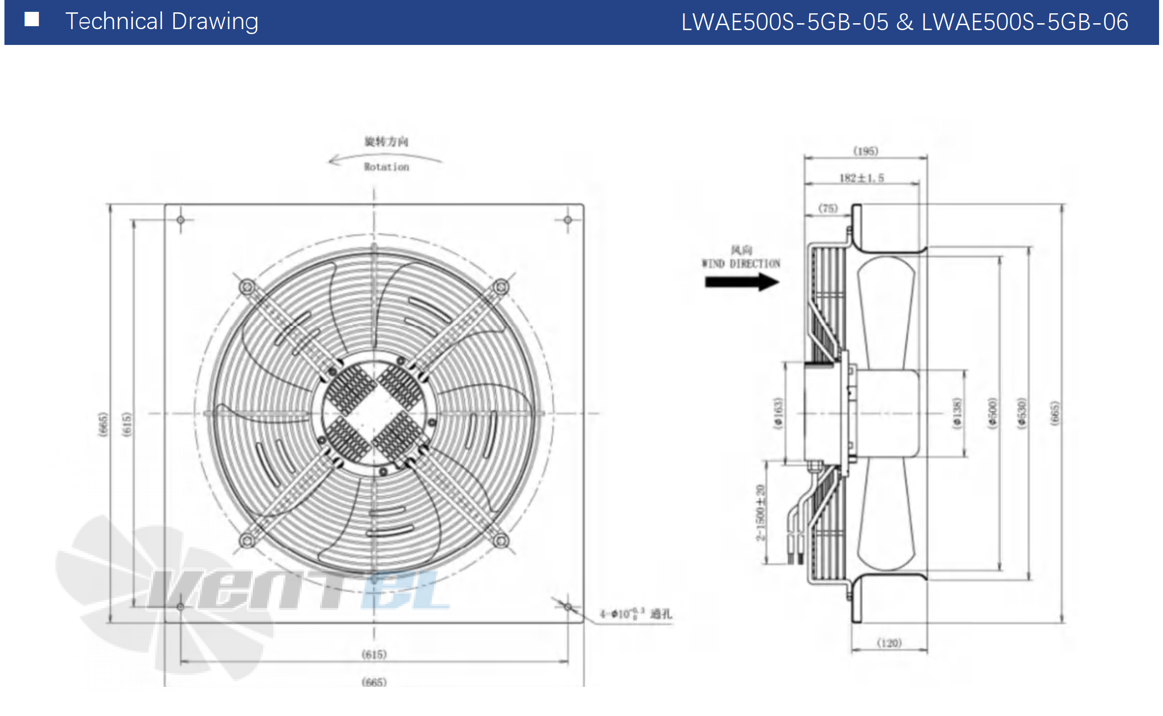 Размеры Longwell LWAE500S-5GB-03