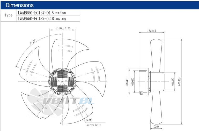 Размеры Longwell LWAE550-EC137-02