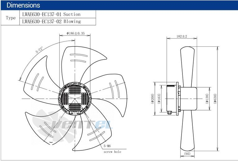 Размеры Longwell LWAE630-EC137-02