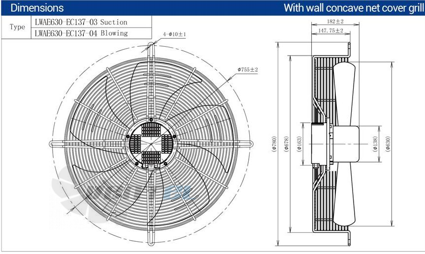 Размеры Longwell LWAE630-EC137-03