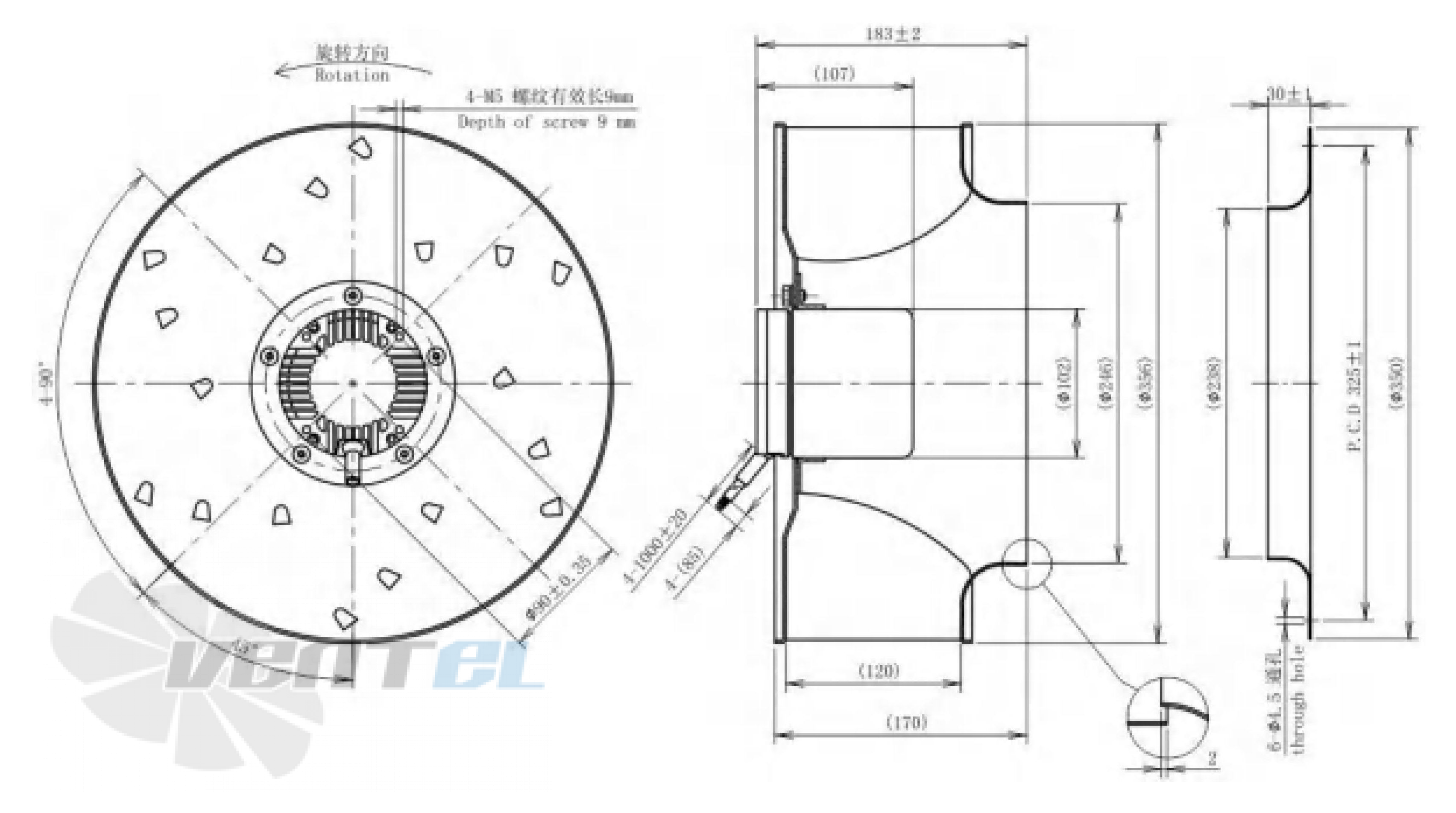 Размеры Longwell LWBD3G355-102NH-03