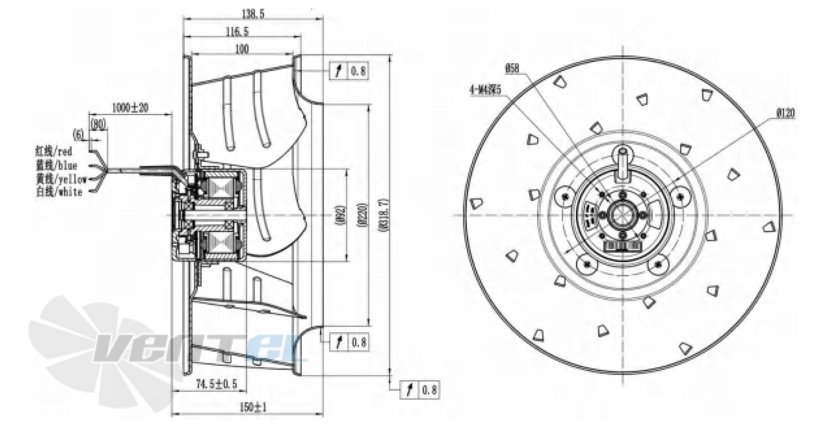 Размеры Longwell LWBD3G315-102NH-04