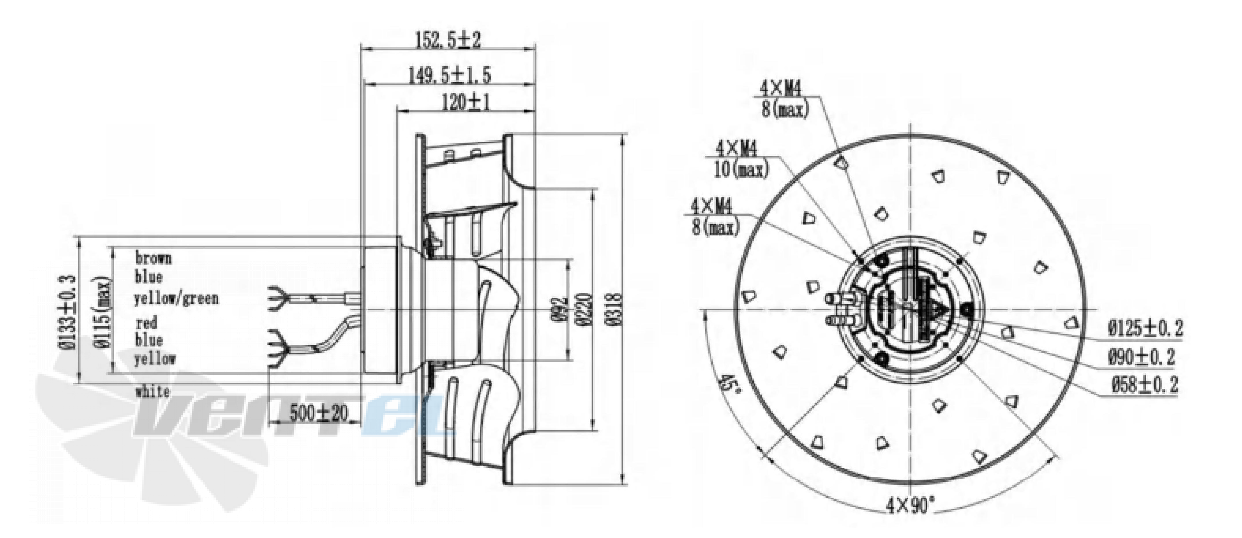 Размеры Longwell LWBE3G310-092NS-001