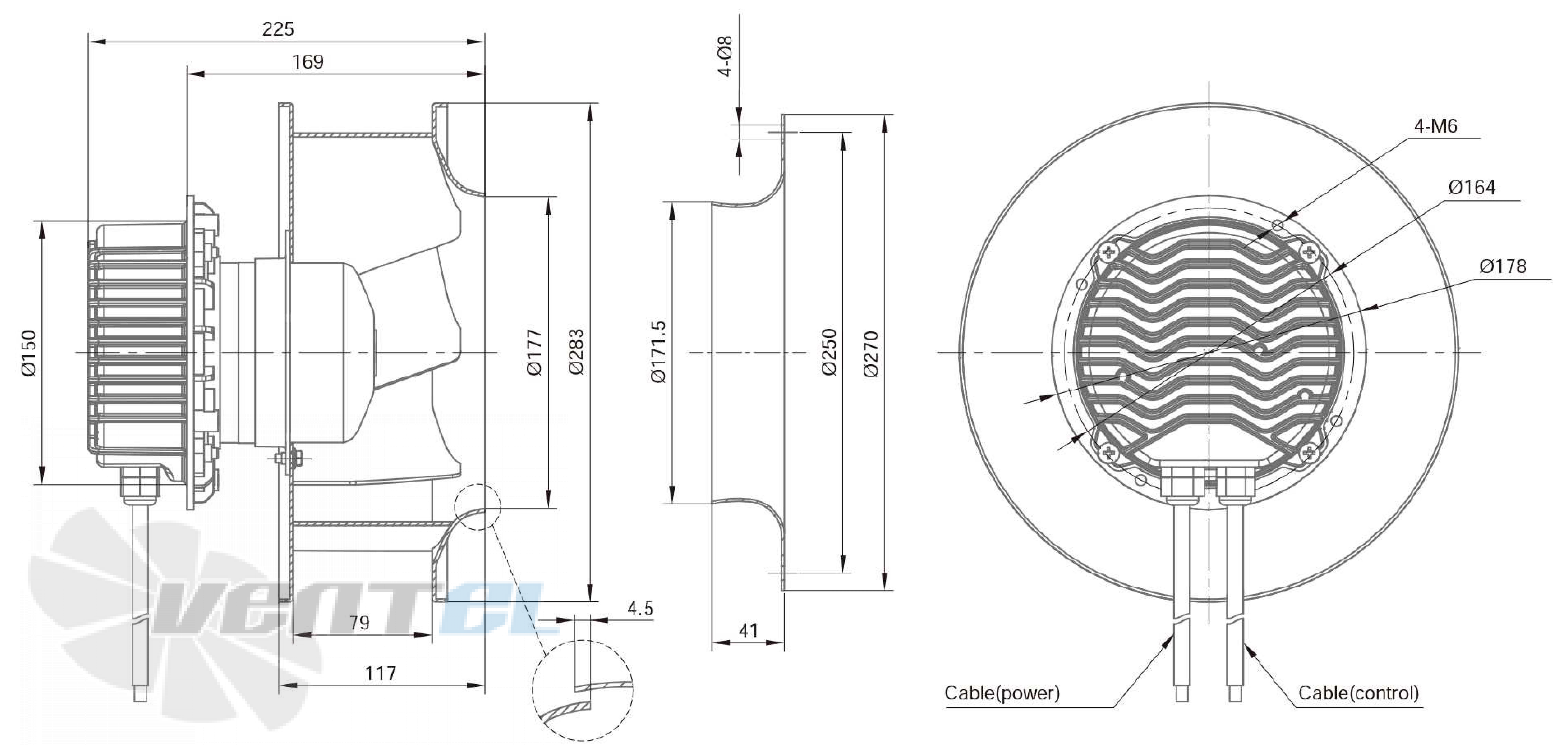 Размеры Longwell LWBE3G250-92NS-014