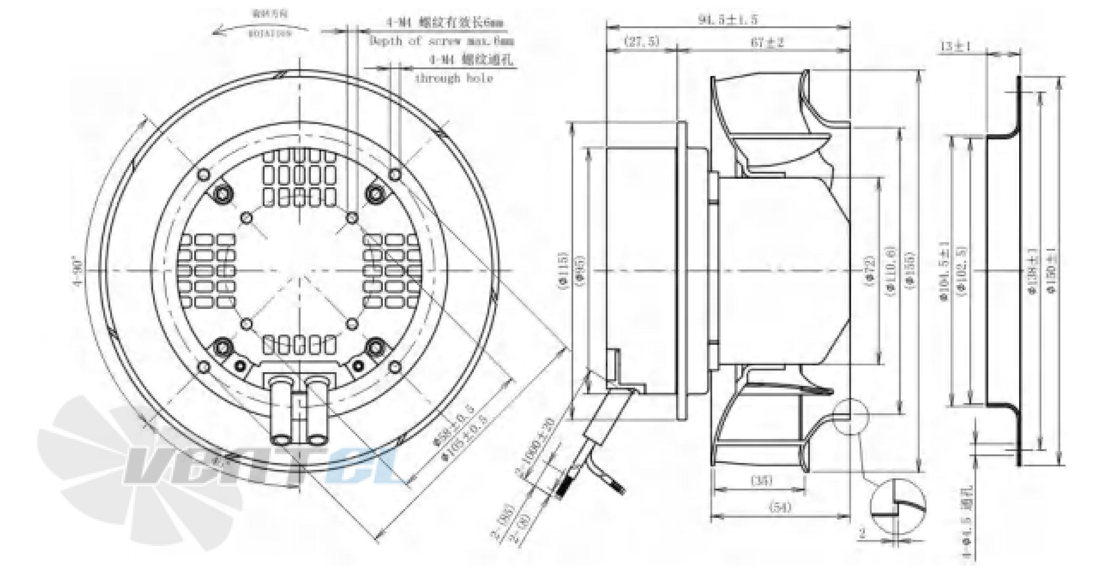 Размеры Longwell LWBE3G155-072NS-001