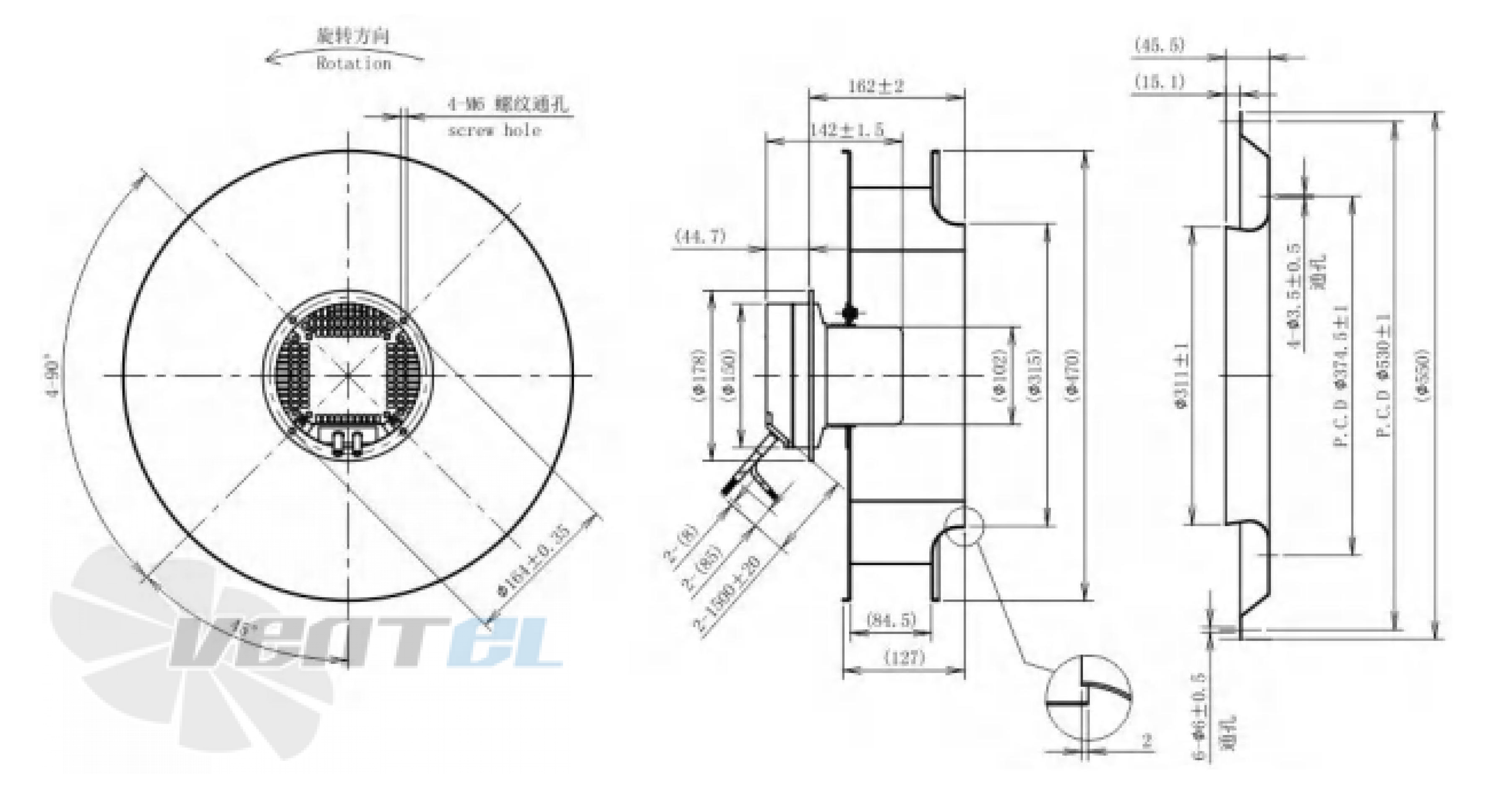 Размеры Longwell LWBE3G470-102NS-002