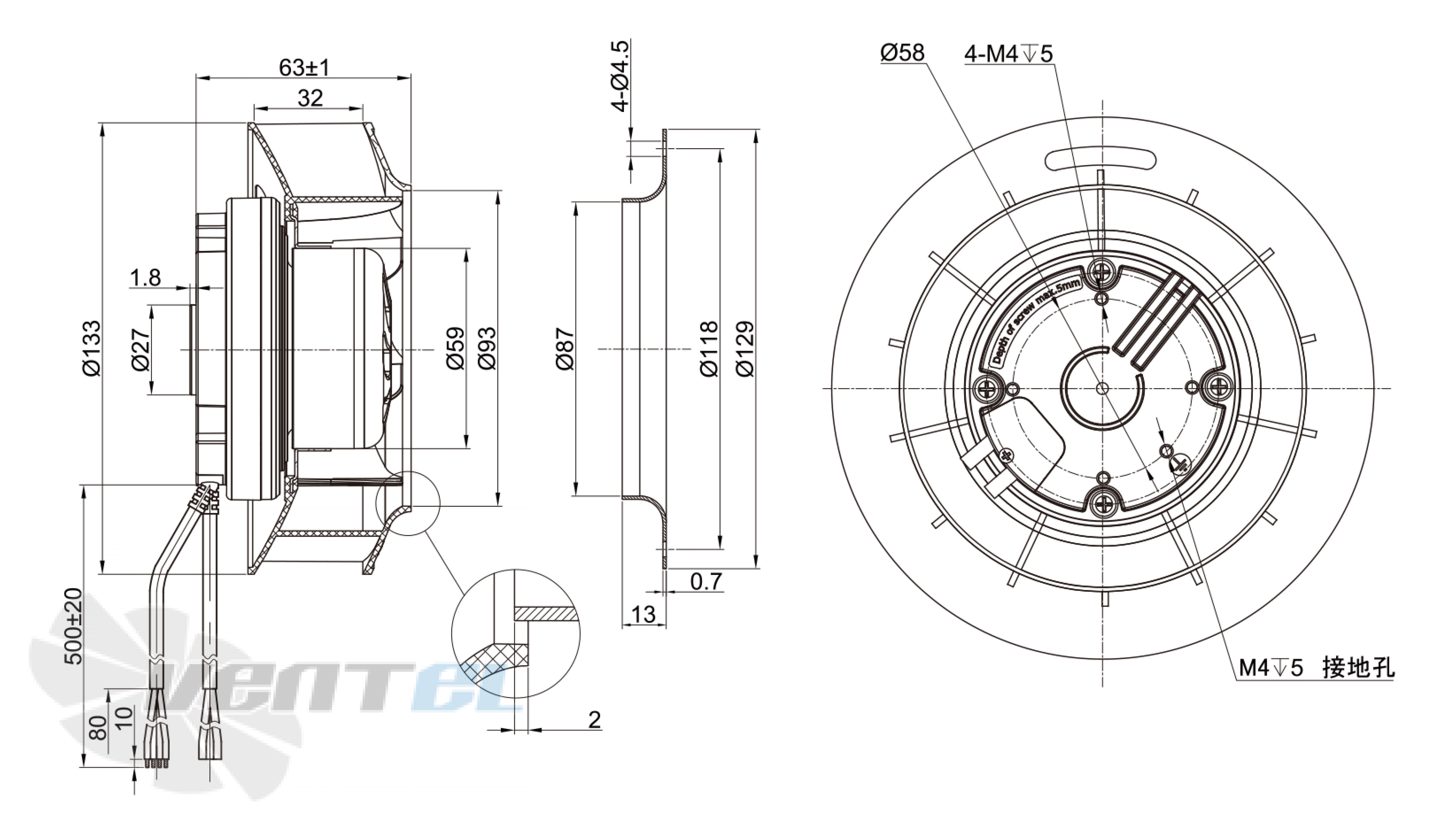 Размеры Longwell LWBE3G133-072NS-004
