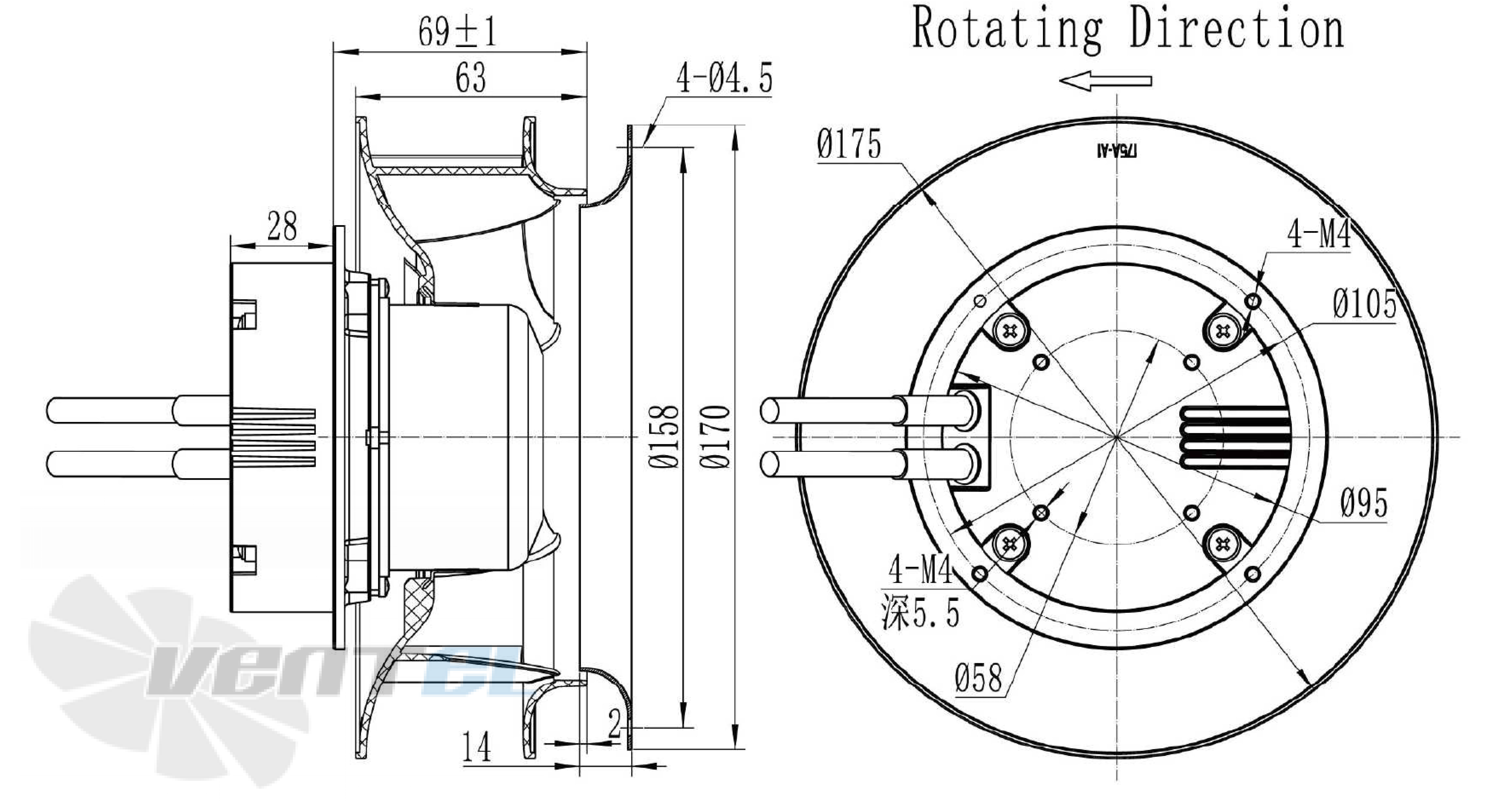 Размеры Longwell LWBE3G175-072NS-004