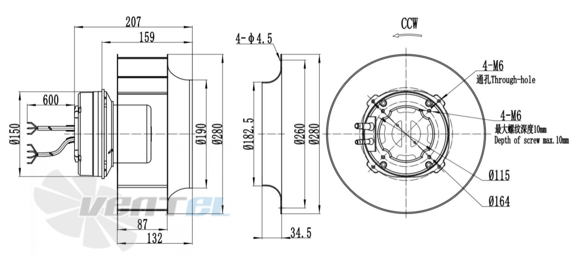 Размеры Longwell LWBE3G280-102NS-004