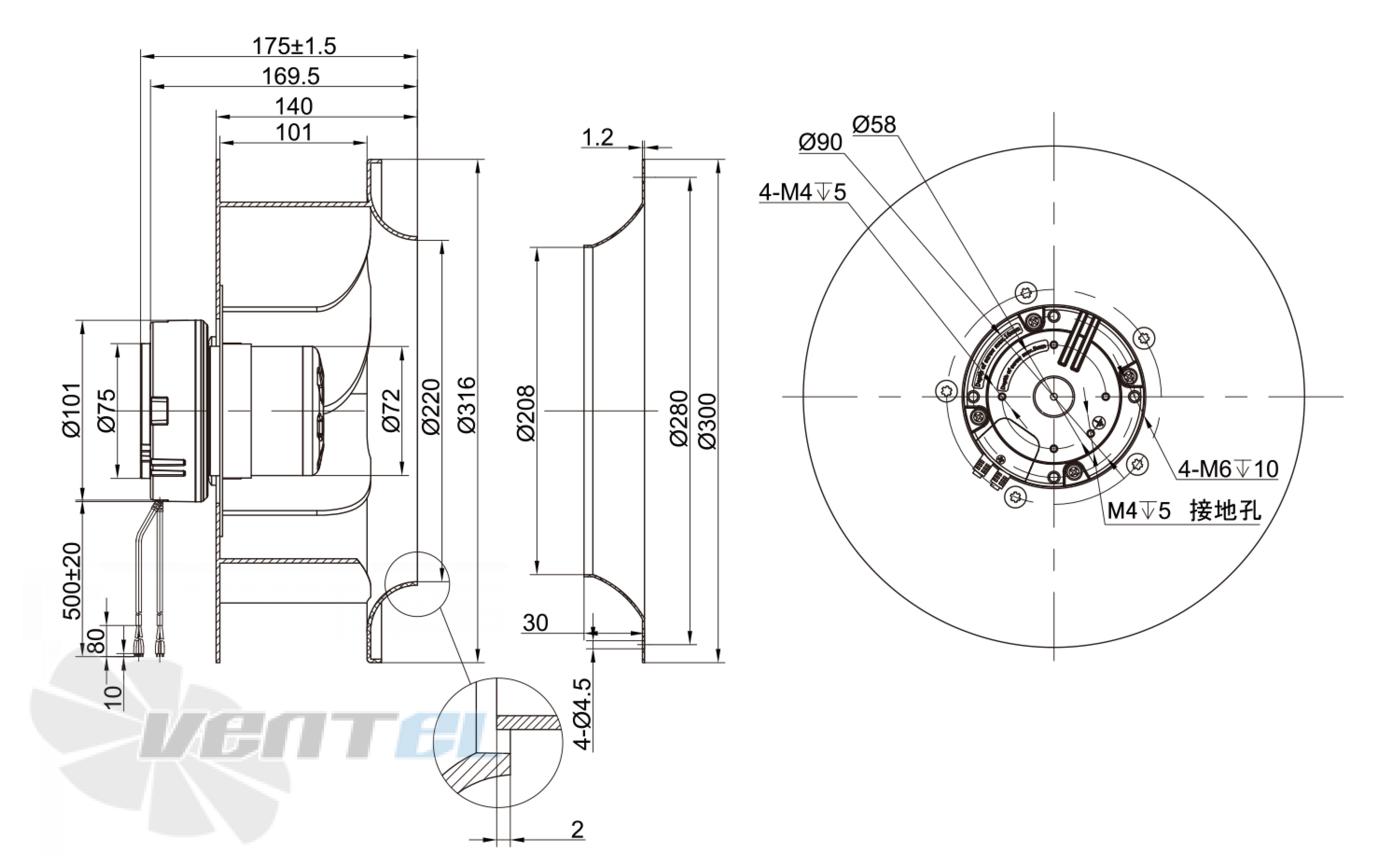 Размеры Longwell LWBE3G310-072NS-008