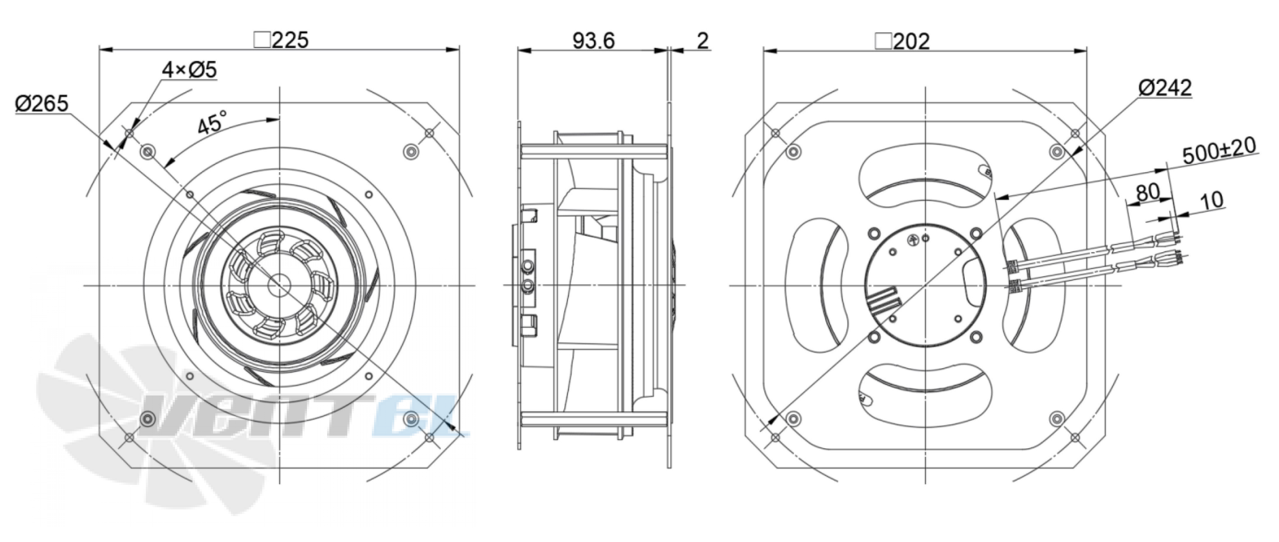 Размеры Longwell LWBE175-PS-02 EC PLUG FANS