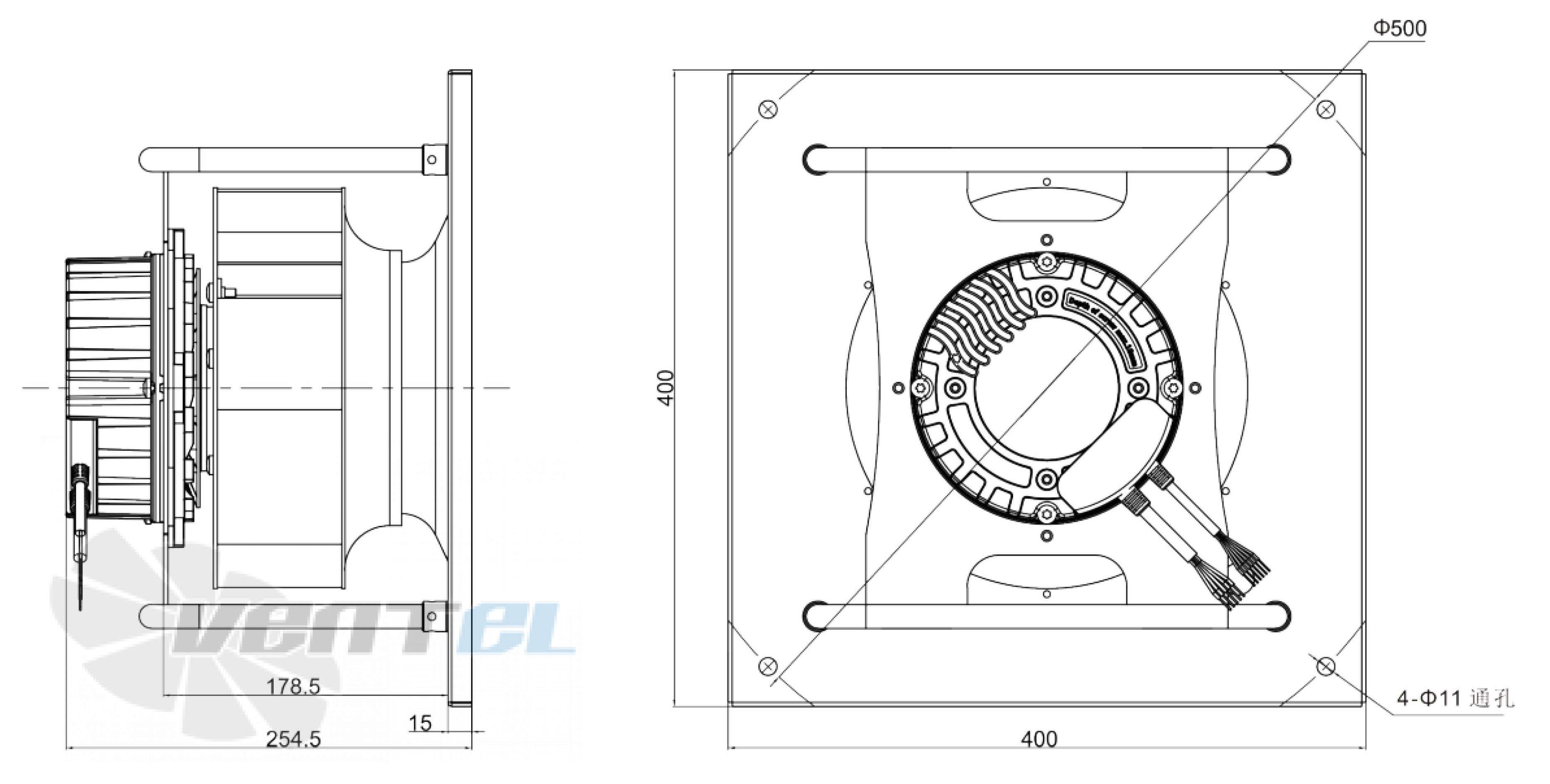 Размеры Longwell LWBE250-PS-08 EC PLUG FANS