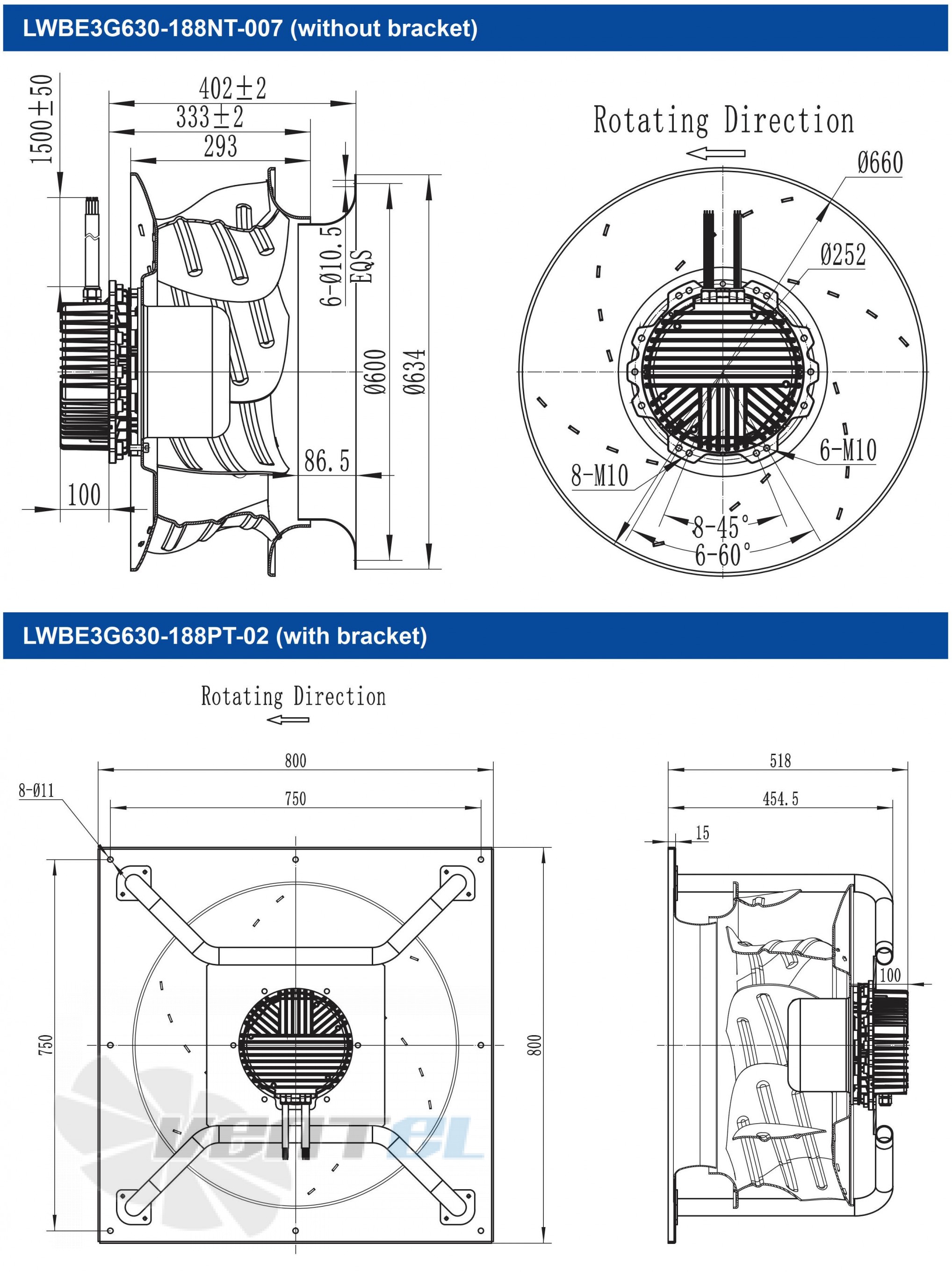Размеры Longwell LWBE3G630-188PT-02 EC PLUG FANS