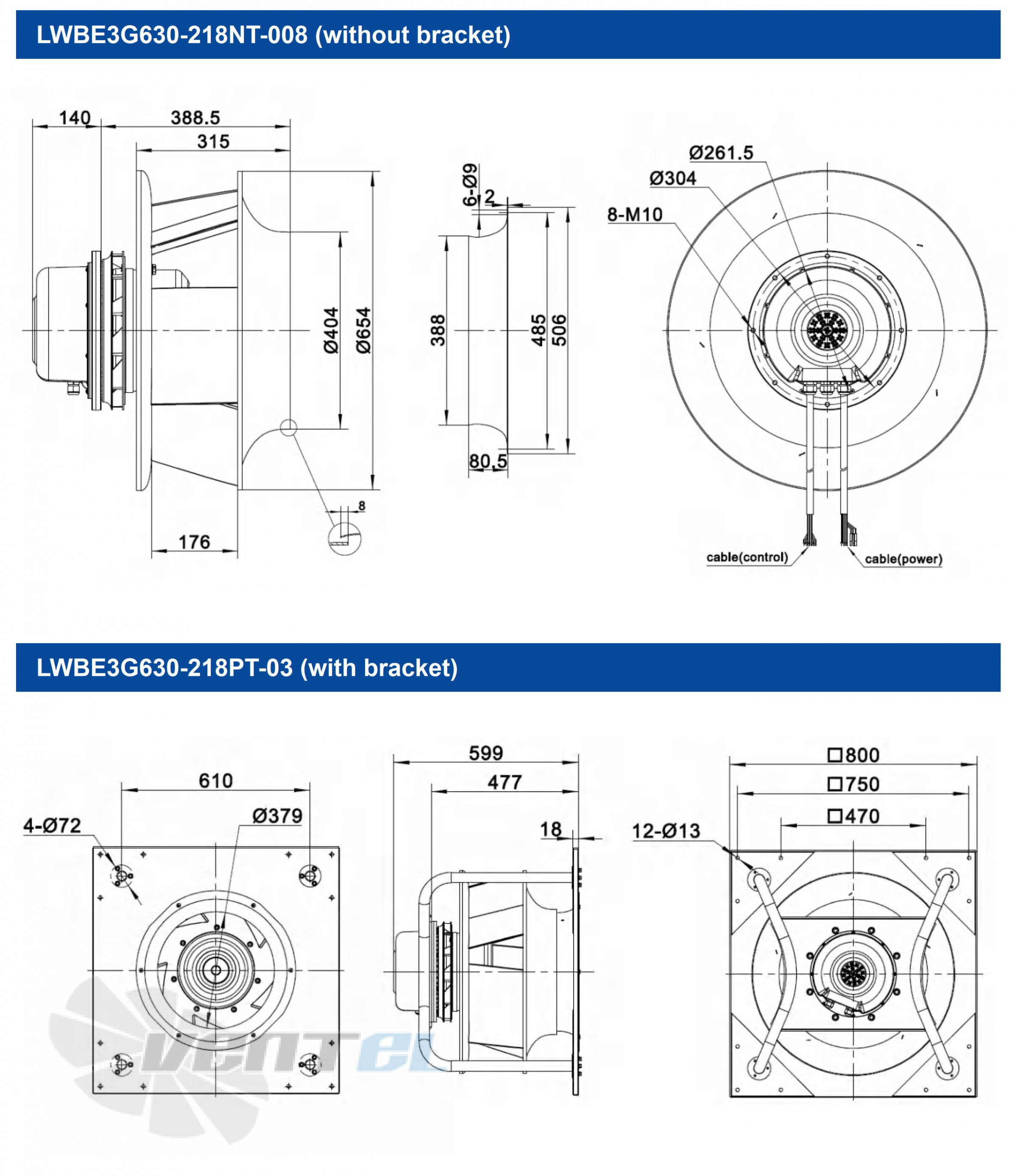 Размеры Longwell LWBE3G630-218PT-03 EC PLUG FANS