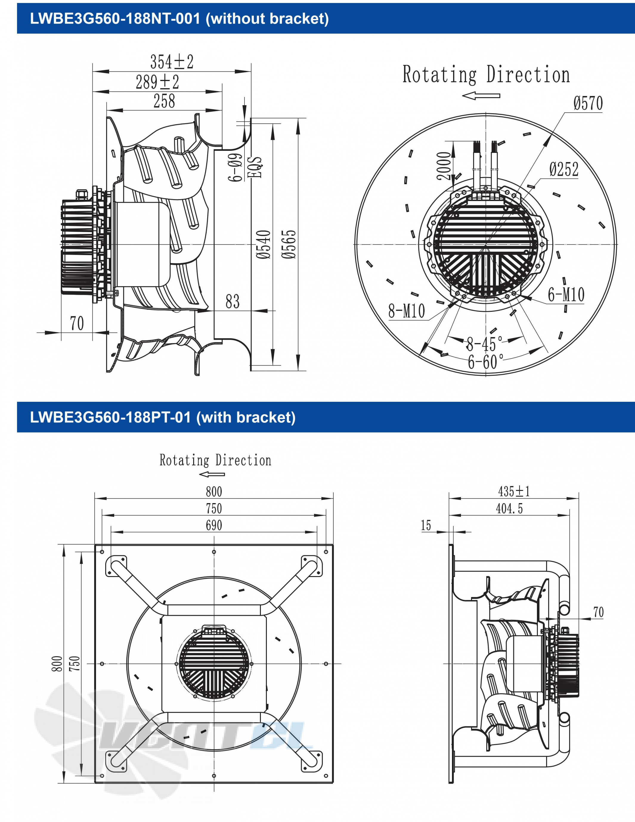 Размеры Longwell LWBE3G560-188PT-01 EC PLUG FANS