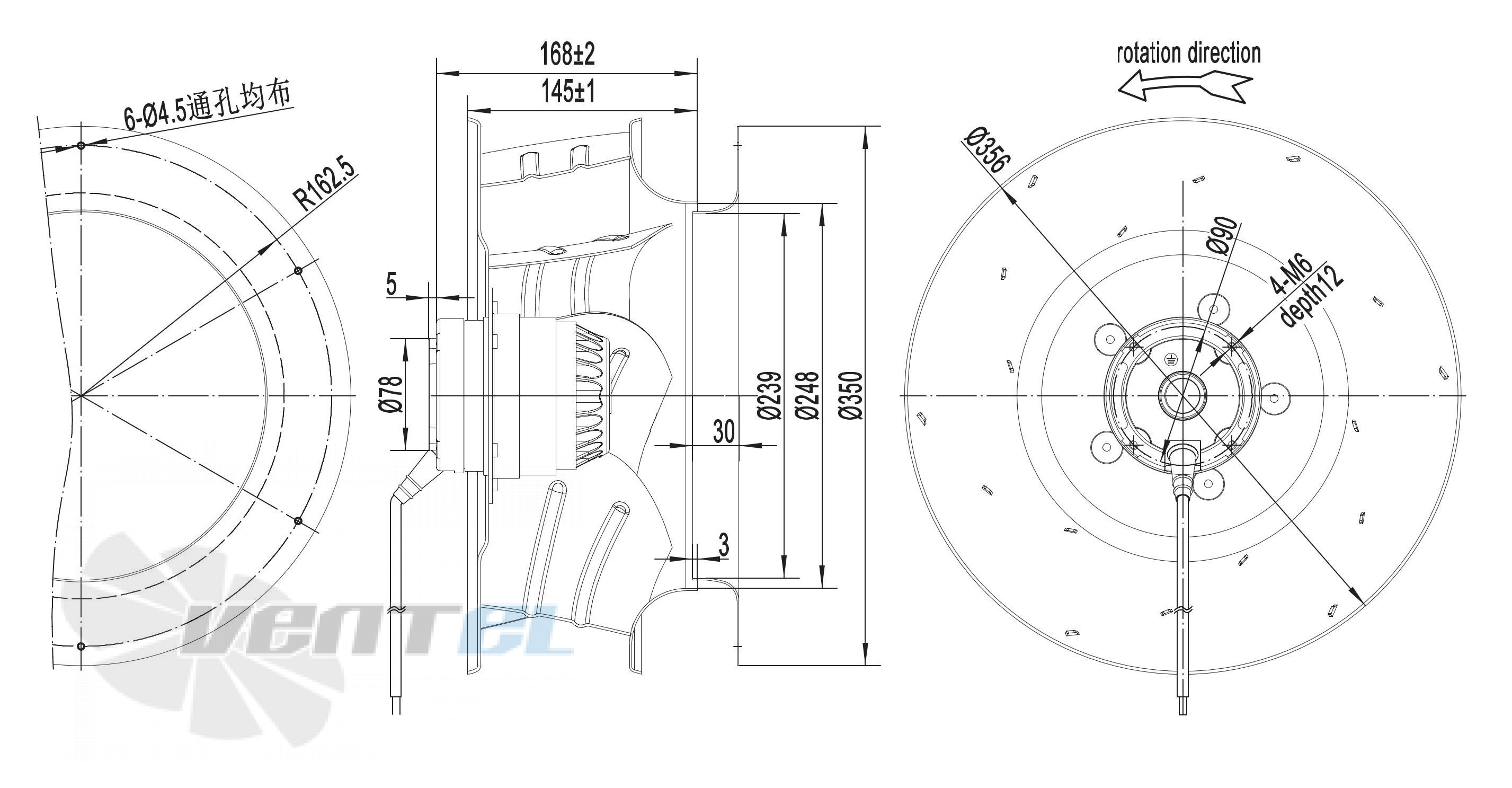 Размеры Longwell LWBA6E355-102NS-04
