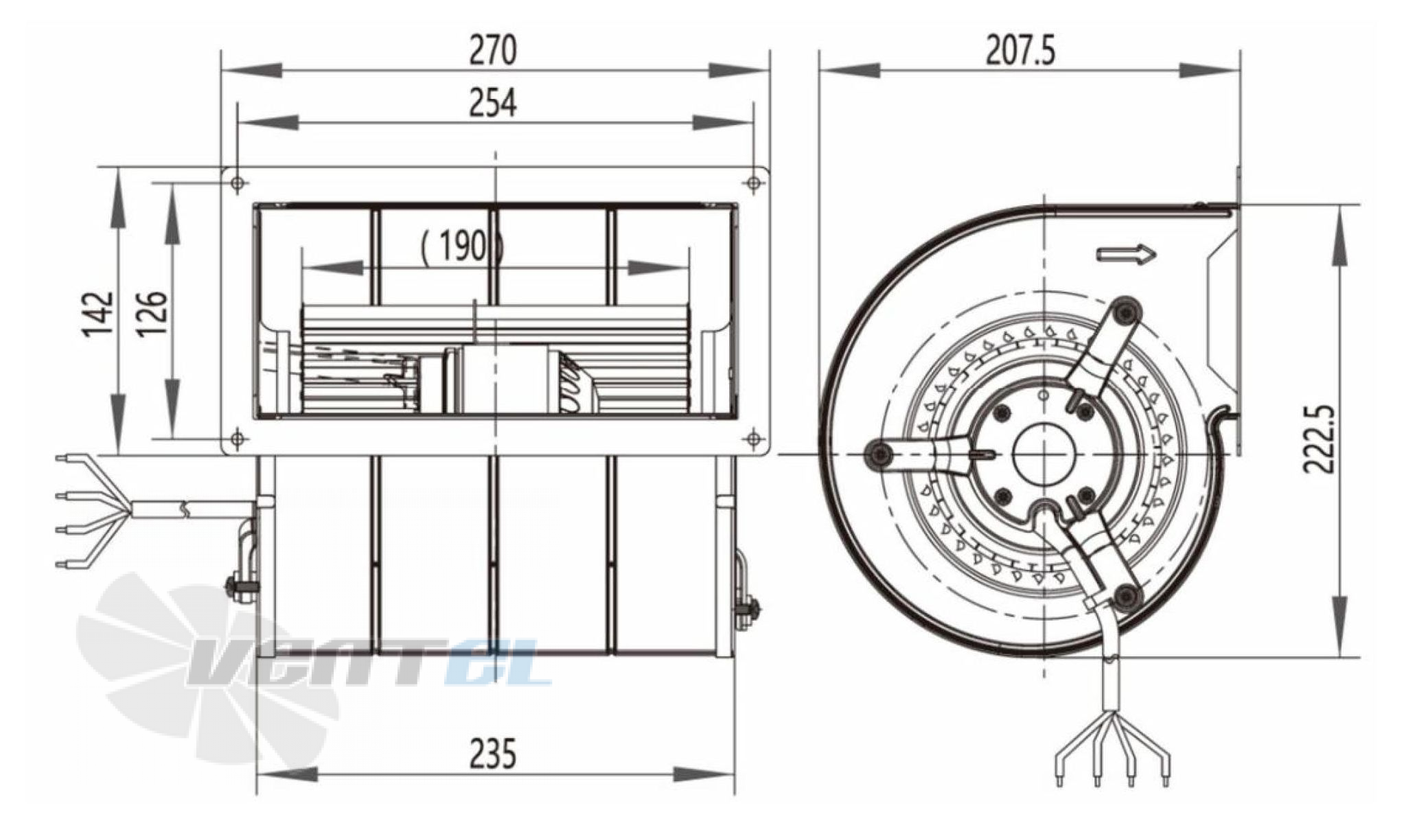 Размеры Longwell LWFA4E-133-092DS-02