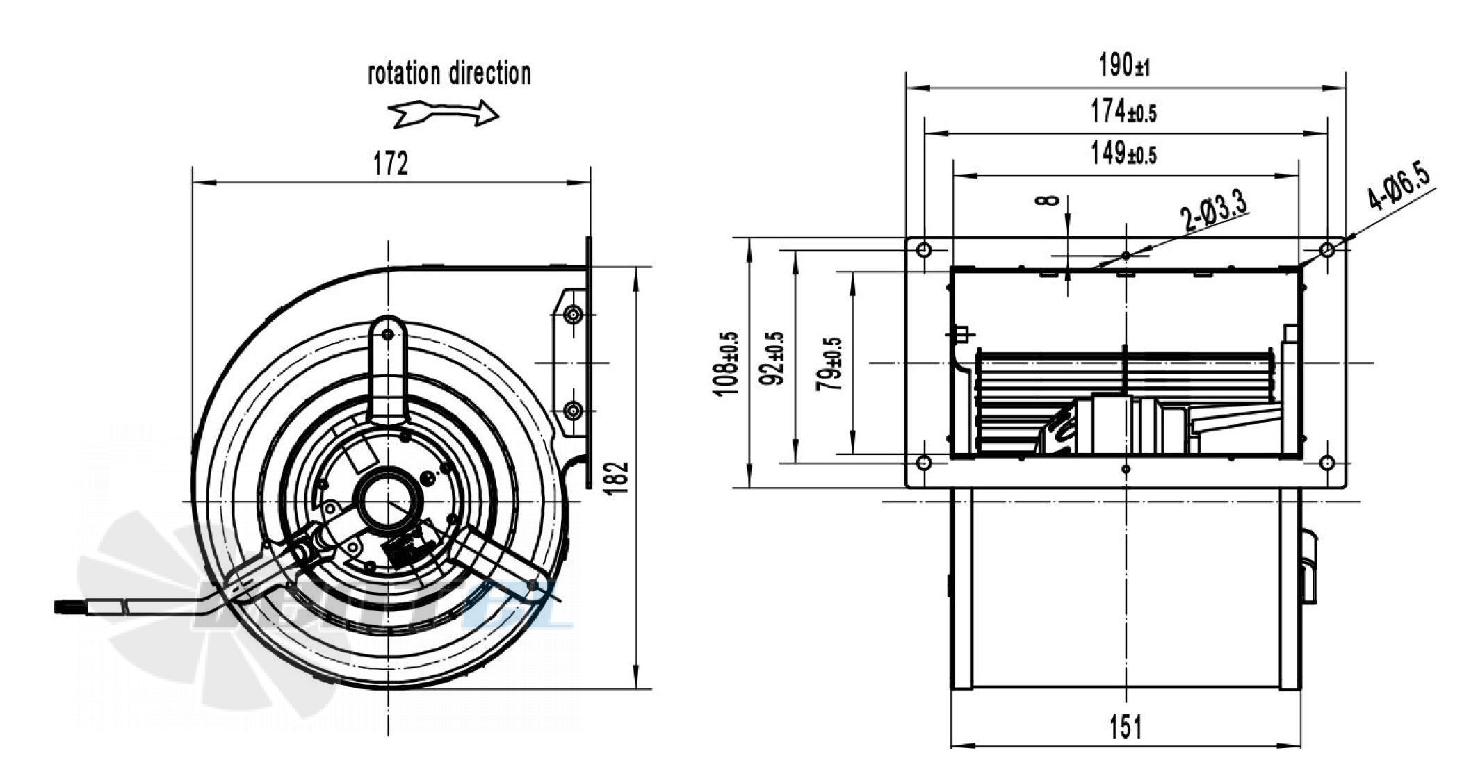 Размеры Longwell LWFA4E-133-092DS-03