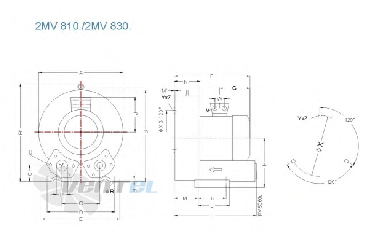 Габаритные размеры Manvac 2MV 820 H17