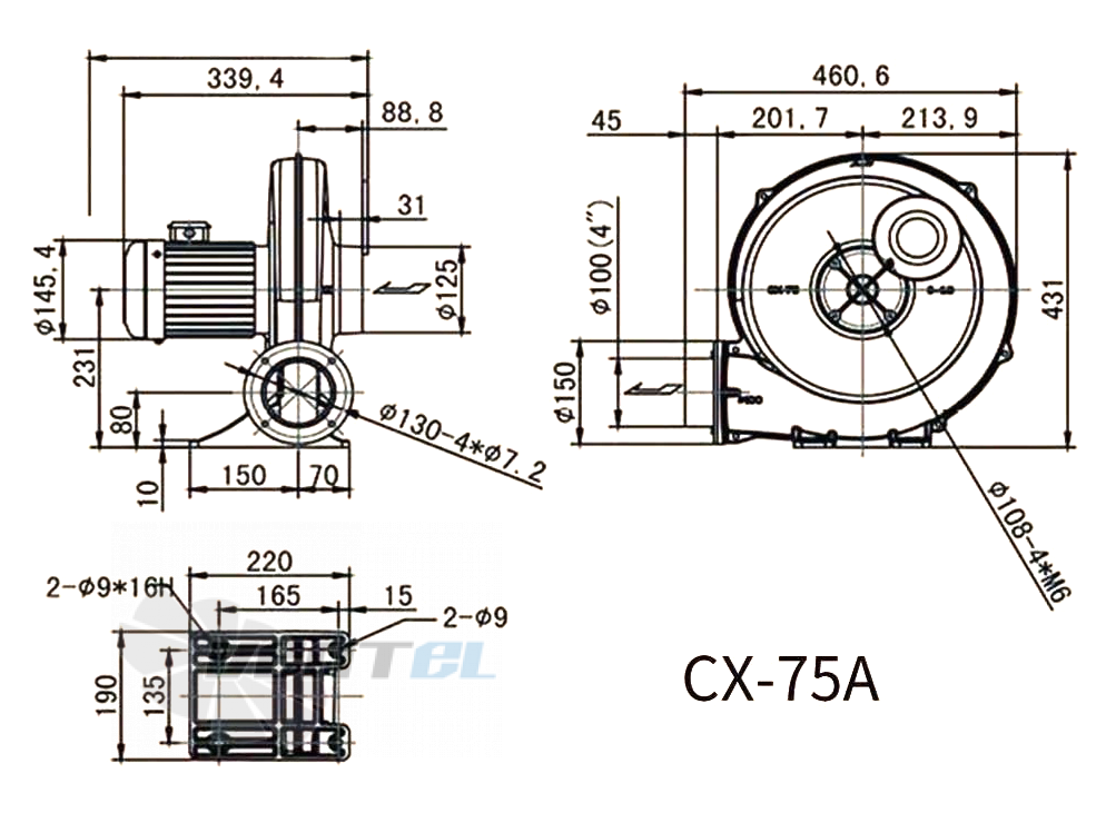 Габаритные размеры Manvac CX-75A