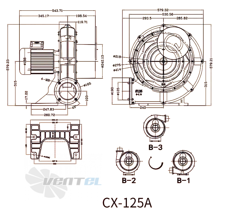 Габаритные размеры Manvac CX-125A