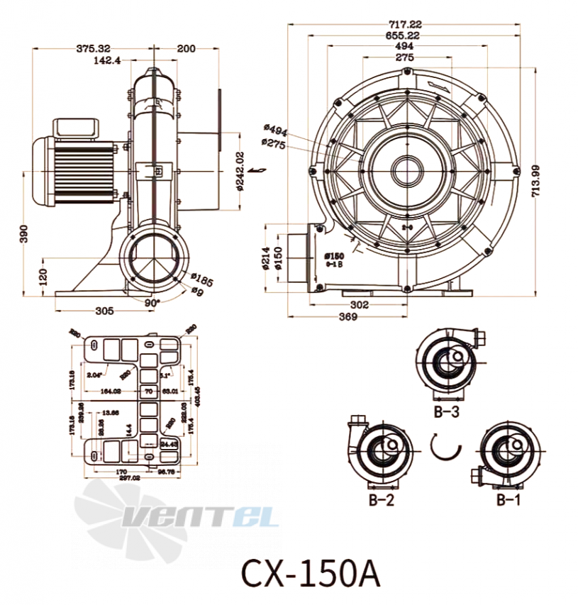 Габаритные размеры Manvac CX-150A