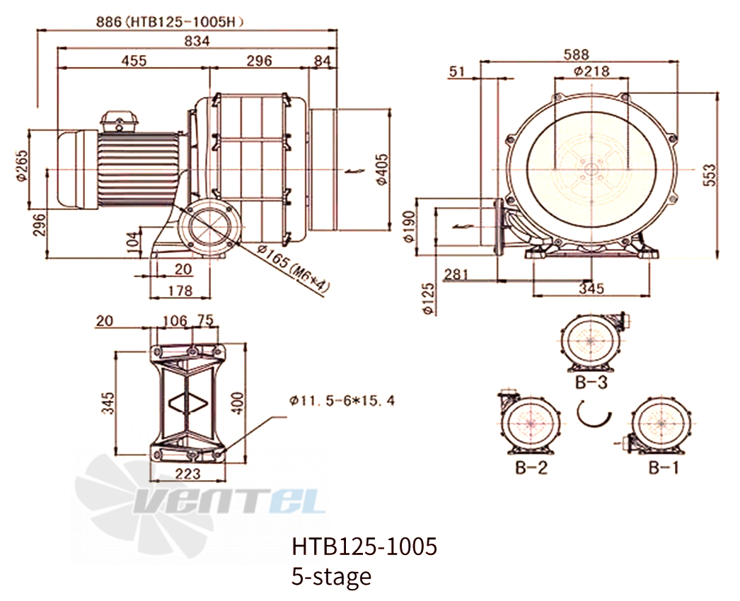 Габаритные размеры Manvac HTB125-1005