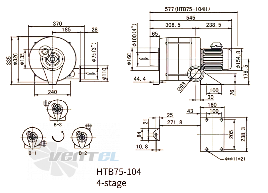 Габаритные размеры Manvac HTB75-104