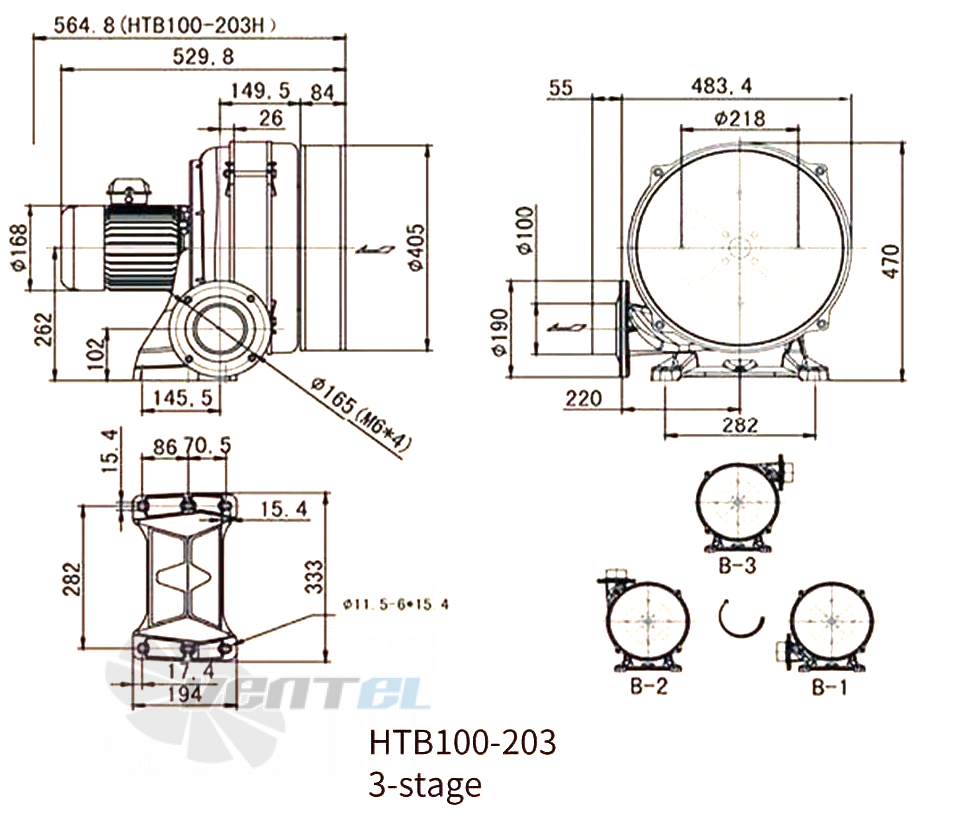 Габаритные размеры Manvac HTB100-203