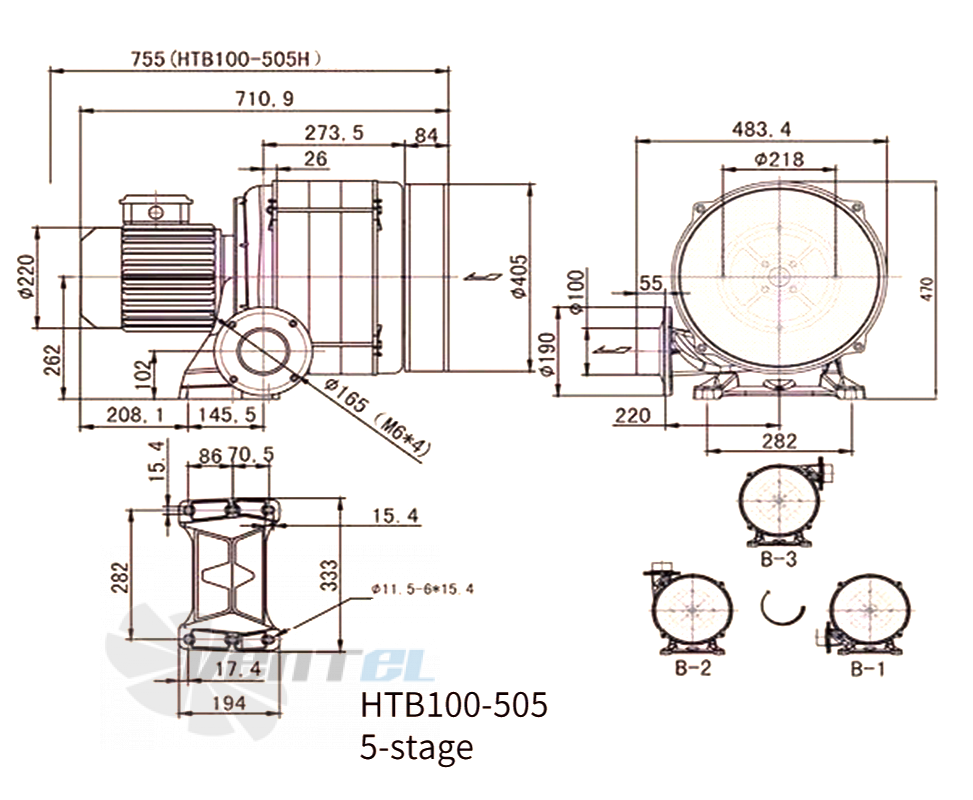 Габаритные размеры Manvac HTB100-505