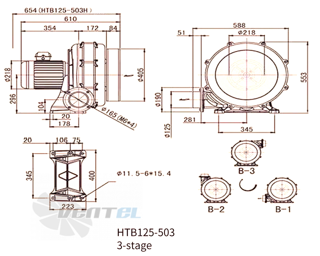 Габаритные размеры Manvac HTB125-503