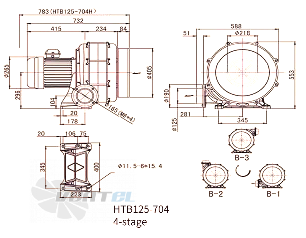 Габаритные размеры Manvac HTB125-704