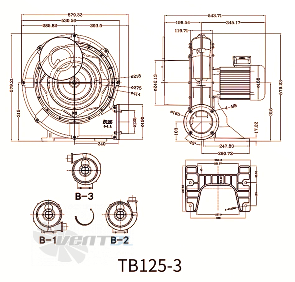 Габаритные размеры Manvac TB125-3