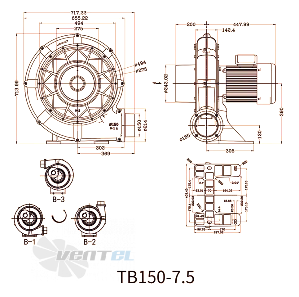 Габаритные размеры Manvac TB150-7.5