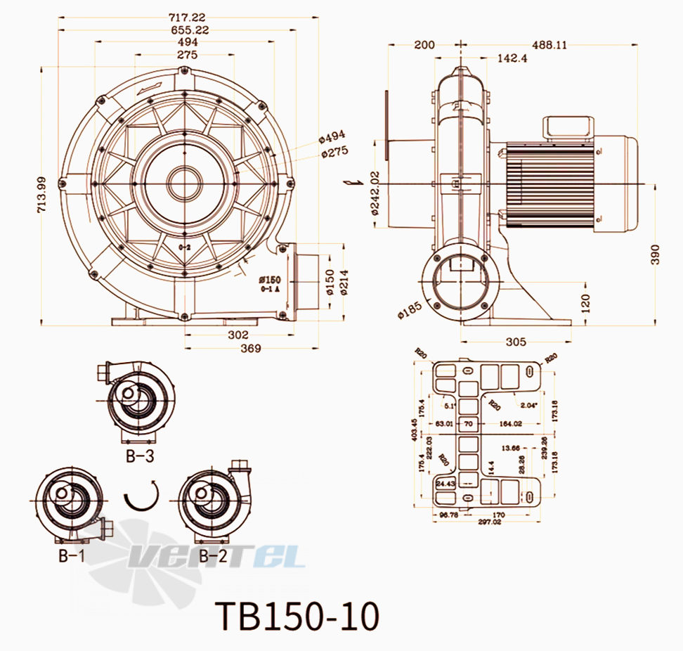 Габаритные размеры Manvac TB150L-10