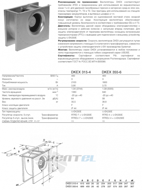 Вентилятор Systemair DKEX 355-6 взрывозащищенный 