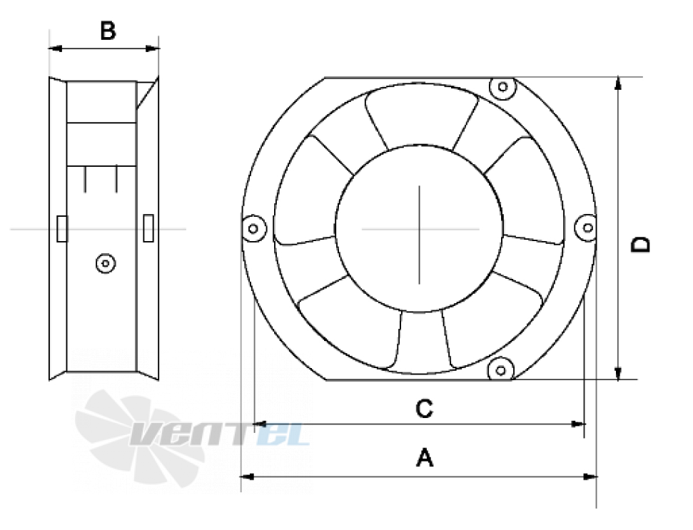 Чертеж и габаритные размеры Tidar RQD 172x150x51MS DC 24V
