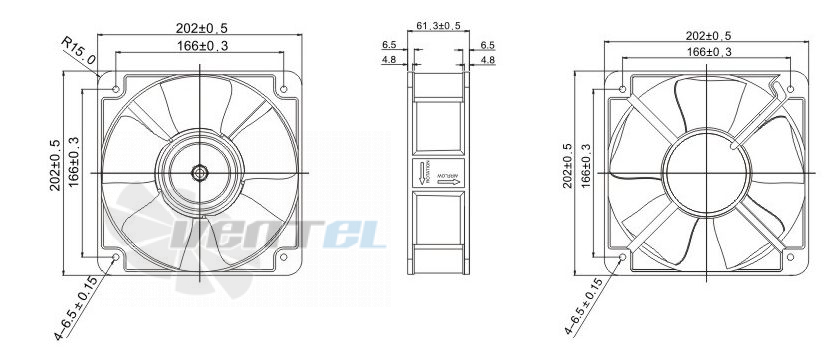 Габаритные размеры Toyon TD2006048HB-S 20x20x6 компактный DC