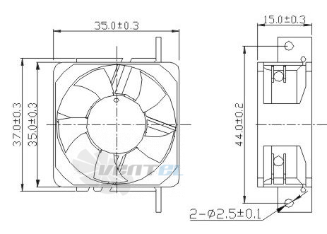 Габаритные размеры Toyon TD351505L 35x35x15 компактный DC