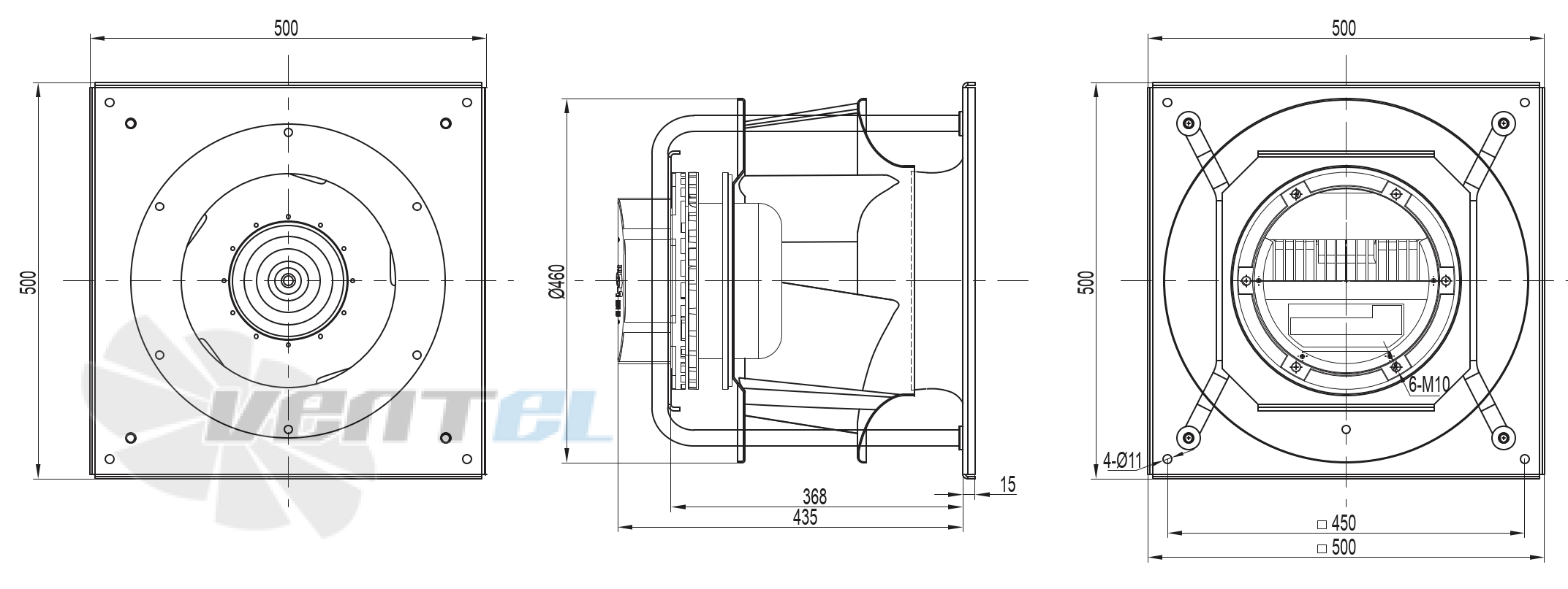 Габаритные и присоединительные размеры YUWA400K-EAIG34